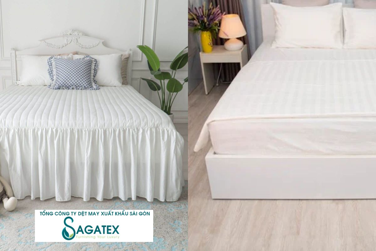 Có 2 loại drap trải giường là dạng bọc và dạng phủ