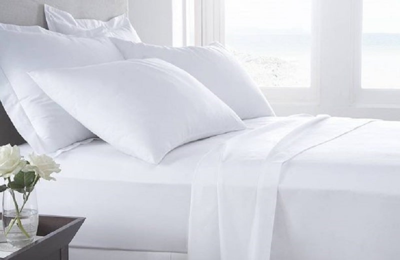 Ga giường khách sạn màu trắng làm từ vải T300